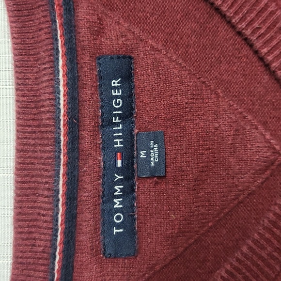 Tommy Hilfiger Signature Long sleeves mens Jersey, burgundy, 100% cotton, medium - Picture 10 of 11